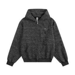 Spring Autumn Striped Zipper Hooded Sweatshirt Jacket 2025 Women's New Top Fashionable Casual Loose American Style Cardigan