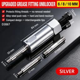 TINSOL Grease Fitting Unblocker Tool Kit with 6/8/10mm Push Rods, Alloy Steel Grease Zerk Cleaner for Auto and Farm Equipment