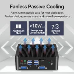 XCY Fanless Mini PC Intel Pentium J5040 DDR4 M.2 SSD RS232/485 2x LAN GPIO mPCIE 4G LTE SIM 8x USB LVDS HDMI TPM 2.0 Windows 11