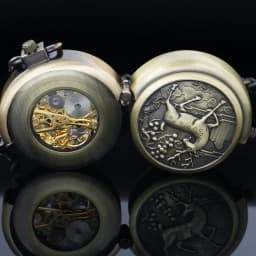 Bronze Elk Mechanical Pocket Watch Roman Numerals Skeleton Dial Pendant Clock  Casual Fashion Gifts for Women Men