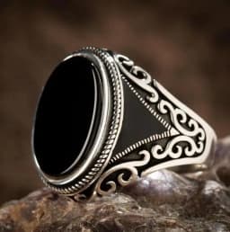 New Retro Shaped Geometric Oval Black Glossy Men's Ring For Anniversary Party Wedding Male Rings Jewelry Accessories 6-14