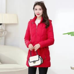 Autumn Winter Warm Thin Jacket Long-sleeved Jacket Parkas Hooded Middle age Women Cotton-padded Tops Mother Female Overcoat