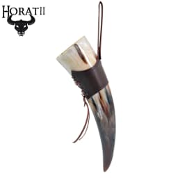 Natural Viking Drinking Horn with Stand or Leather Case- Horn Mug with Polished Finish
