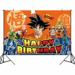 Dragon Ball Z Birthday Party Decoration Anime Tableware Invitation Cards Banner Backdrop Poster Cake Topper Number Balloon Set