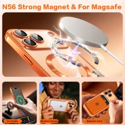 Fashion Orange Magnetic Clear Case For iPhone Air 18 17 16 15 14 13 12 11 Pro Max Plus Wireless Charge Plating Soft Cover