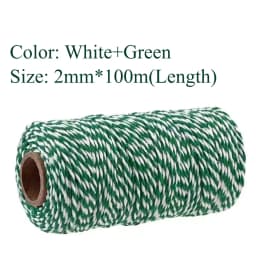 100M/Roll 2mm Red Green White Cotton Rope for Handmade Crafts Christmas DIY Gift Wrap Packaging Baking Twine Ribbons 