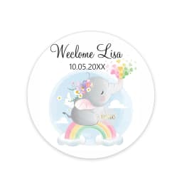 Custom Welcome Baby Hot Air Balloon Animals Birthday Party Labels Favors Round Sticker Baby Shower Personalise Travel Sticker