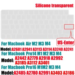 Keyboard Cover for MacBook M4 M3 M2 Pro/Max Chip MacBook Air 15.3"/13.6" A3240/A3241/A2941 Pro 14"/16" A2992/A2779/A2991/A2918