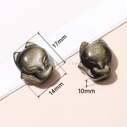 1 Pc Natural Stone Gold Silver Obsidian Carved Bead Cat Paw Pixiu Animals Cute Bead With Hole For Jewelry Making Diy Necklace