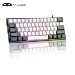 MageGee Mini 60% Gaming Keyboard, RGB Backlit 61 Key Ultra-Compact Keyboard, TS91 Ergonomic Waterproof Mechanical Feeling Office