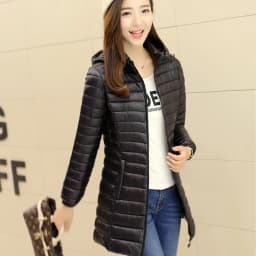 Fall Winter Lightweight down Jacket Long Slimming Large Size Fashionable Cotton Coat Warm Outerwear Commute Korean Style