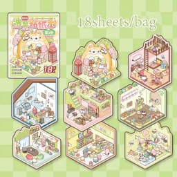 4 Styles Mini Scenery Sticker Book DIY Handbook Material Miniature Scene Visual Stacking Stickers Stationery for Gift Birthday