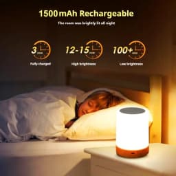 GGbingo 16 Colors Night Light Touch Bedside Table Lamp RGB USB Rechargeable Desk Lamp Bedroom Decoration Gift Dining Table Light