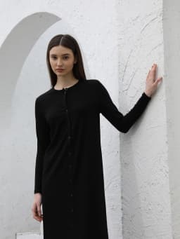 AP SS26 Women Rib Maxi Dress Comfortable Long Sleeve Lady Clothing Elegant