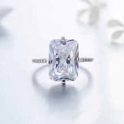 Modian 100% 925 Sterling Silver Rectangle 5A Clear Zircon Luxury Rings Anniversary Engagement Jewelry For Women Fashion Rings