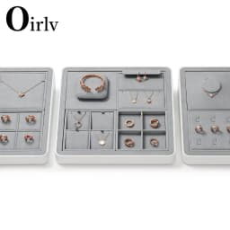 Oirlv Gray Jewelry Display Set Shop Cabinet Display Props Necklace Display Bust Jewelry Store Ring Earrings Bangle Tray