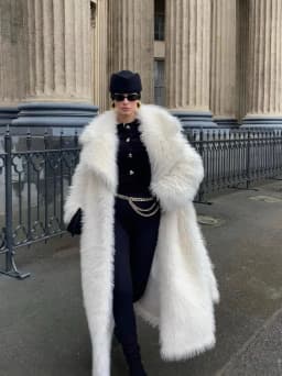 Cross-border Long Imitation Fur Coat 2025 New Over-the-Knee White Thickened Temperament Coat Toka Environmentally Friendly Fur