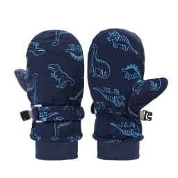Children Waterproof Skiing Fleece Lined Mittens Dinosaur Patterned Winter Gloves Kids Outdoor Cold Weather Accessories