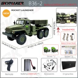 WPL B36 B36-2 B36-3 6WD RC Car 1:16 Full Scale Military Transport Vehicle Model Six Wheel Drive Climbing Off-Road RC Truck Toys