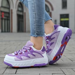 Children's Skateboard Shoes Walking Rolling Dual-Use Comfortable Wear-resistant Outdoor Roller Skate Sneakers Girls Boys 4 Wheel