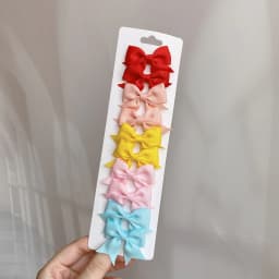 10Pcs/Set Solid Color Kids Bows Hair Clips for Baby Girls Handmade Ribbon Bowknot Hairpin MiNi Barrettes Hair Accessories