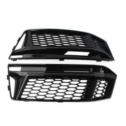 Glossy Black Front Bumper Fog Light Grille For Audi A4 For S4 B9 S-line 2016-2018 Honeycomb Mesh Pair Fog Lamp Cover
