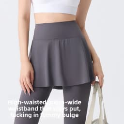 Women's High Waist Tummy Control Flared Yoga Pants with Skirt Overlay 2-in-1 Fall Outwear Sports Leggings for Gym Running