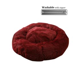 Washable Soft Long Plush Dog Bed with Zipper Cat Bed Small Medium Large Dog Round Thickened Kennel Cat Bed Blanket Couch for Dog