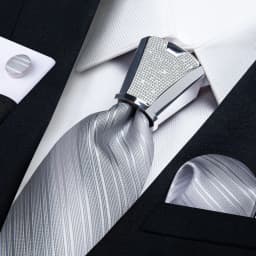DiBanGu Business Plaid Black Solid Luxury Elegant Silk Ties for Men Designer Tie Buckle Handkerchief Cufflinks Wedding Accessory