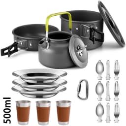 Camping Cooking Set Camping Cookware Travel Tableware Outdoor Picnic Set Teapot For 2-3 People Non-Stick Pots Assorted Sets