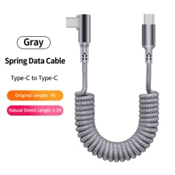 Elbow Coiled USB A to USB C Cable for Car,Retractable Braided Fast Charging Cord Compatible with iPhone 16/17,Samsung Galaxy A17