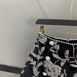Autumn Winter New Gorgeous Bead Flake Flower Embroidered Velvet Shorts Women's Fashion Chic Pearl Edge Black Shorts Boots Female