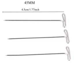 50/100Pcs 27/32/38/45/50MM T Pin Needles Wig Making T Pins for Blocking Knitting Assorted Sizes T-Pins Stainless Steel