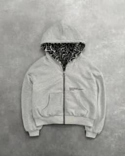 2025 Korean new zipper hoodie double-sided jacket retro leopard print print men's hip-hop casual sweatshirt couple style