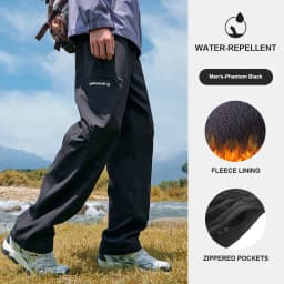 GOLDEN CAMEL Men's Hiking Pants Workwear Warm Plus Fleece Pant Straight Paratrooper Loose Sport Trousers Outdoor Water-repellent