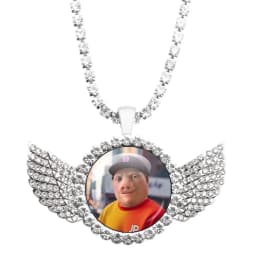 John Pork Is Calling Answer Call Phone Humor Funny Pig Graphic Glass Cabochon Angel Wings Pendant Necklace Jewelry Giftwholesale