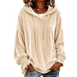 Hooded Hoodie No Pattern Irregular Fit Casual with Hooded Sweatshirt Japanese Korean Casual Regular Length Pullover Women Hoodie