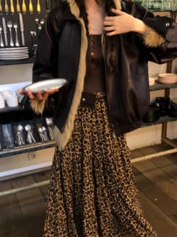 Retro High Waist Slim Fit Leopard Print Long Skirt Women's Fashionable Swing Half Body Skirt Commute Style Autumn Winter