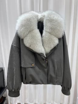 2025 New Winter Natural Fox Fur Collar Goose Down Jacket Women Motorcycle Suit Luxury Puffer Jackets Clothing Hot Sale