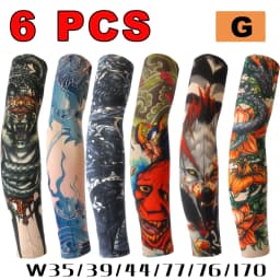 6pcs Men Long Summer Tattoo Sleeves Seamless Armguard Sun Protection Cover Outdoor Gloves Driving Ice Silk Women Arm Sleeves