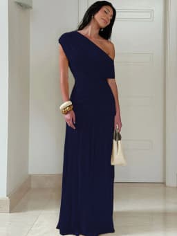 Hugcitar One Shoulder Ruched Sleeveless Solid Pleated Sexy Irregular Y2K Maxi Dress Summer Elegant Party Women Clothes Vacation