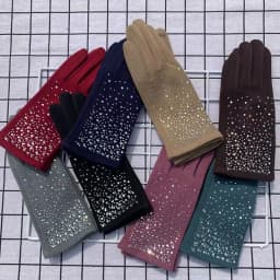 KayCrowne Grace Women's Gloves Winter Vintage Flash Drill Touch Screen Riding Driving Skiing Warm Windproof Glove Mittens T41