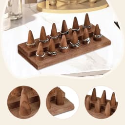 12 Fingers Wood Ring Stand Lightweight for Craft Fairs Showcase for Dressing Table Counter Shops Retail Stores Show Home