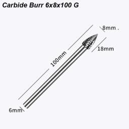 Carbide Burr 6x8m 100mm Extra Long 1/4 Shank Carve Grinde Abrasive Tool Rotary Cut Rasp File Milling Cutter Drill Wood Metal