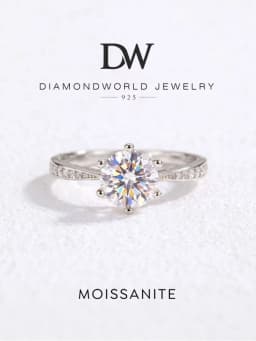 DW Luxury 0.5-2CT Moissanite Diamond Rings for Women Engagement Real 925 Sterling Silver Original Wedding Gemstone Fine Jewelry