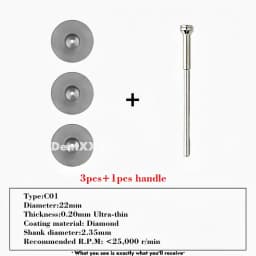 Ultra-Thin Double-Sided Diamond Grinding Discs – 0.20mm Cutting & Polishing Blades with 2.35mm Shank