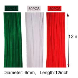 100-300 Pcs Thick Christmas Red White Green Chenille Stems for Christmas Art and Craft Projects Creative DIY Decorations