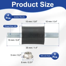 4/8Pcs M3 M4 M5 M6 Rubber Isolator Mounts Rubber Studs Shock Absorber Anti-Vibration Isolation Damping Mounts with Lock Nuts