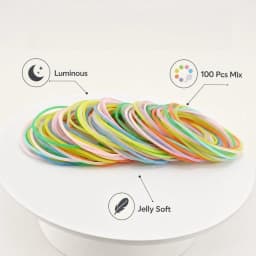 100 Pcs 80s Multicolor Silicone Jelly Rubber Bracelets Hair Ties Women, Mixed Style, Random Color