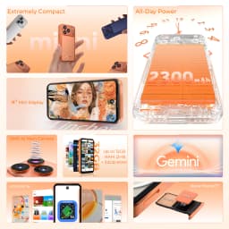 OUKITEL C17 Mini 4'' Small Smartphone Global Version Android 16 Octa Core 12GB(4+8)+ 64GB Gemini AI Backup Portable Phone